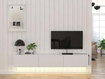 Televizní stolek s LED osvětlením DEKARA bílá