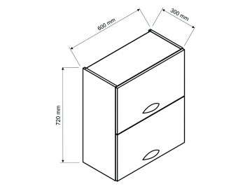 W60GRF2 h. skříňka 2-dveřová výklopná INGRID bílá/coffee mat