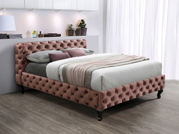 Čalouněná postel HERMIONA VELVET 160x200 cm starorůžová/wenge