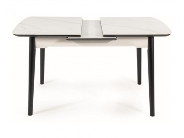 Jídelní stůl rozkládací 120x80 POLY ceramic bílý mramor/černý mat