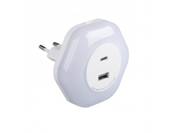 Kanlux Orientační LED svítidlo 37397 BOLA LED s USB A+C, senzorem a vypínačem