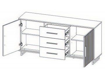 Komoda SALEMI 2D3S šedá/dub přírodní