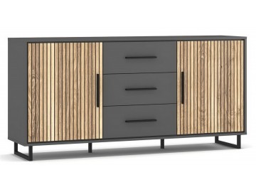 Komoda SALEMI 2D3S šedá/dub přírodní