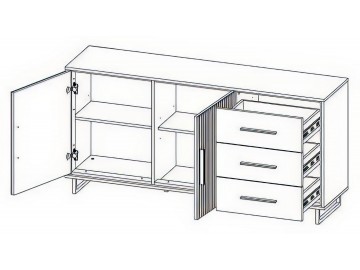 Komoda SALEMI 2D3S pravá šedá/dub přírodní