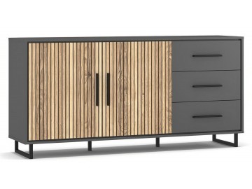 Komoda SALEMI 2D3S pravá šedá/dub přírodní