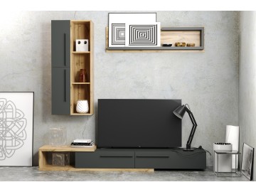 Obývací sestava OVIDEO barva černá/dub artisan
