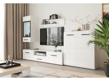 Obývací sestava s LED ASTROS barva bílá/bílý lesk