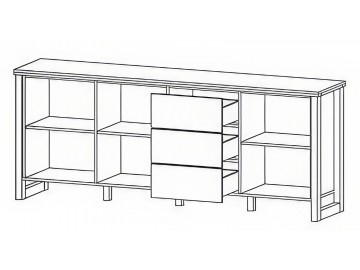 Komoda BARDARO 3D3S dub grange/černá