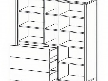 Regál široký BARDARO 3D3S dub grange/černá