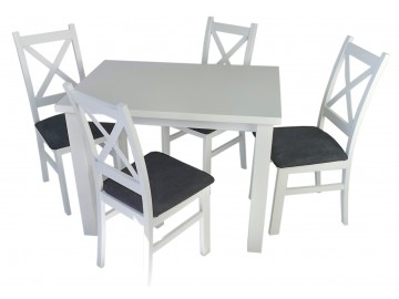 Jídelní sestava 4+1 LABRUM 100x70 cm bílá/potah Moric 8