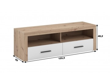 Televizní stolek 2S LODOSA dub artisan/bílá