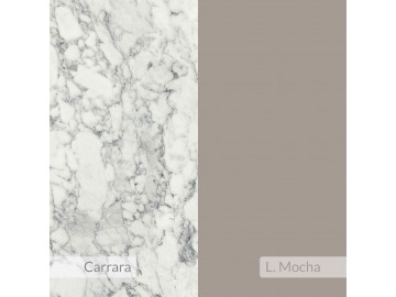 GLYPTOTEK, komoda, skříňka, světlá moka / bílý Carrara