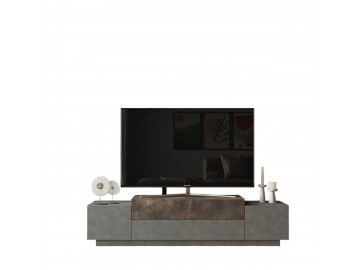 HELME TV stolek, barva beton  + bronz patara