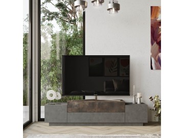 HELME TV stolek, barva beton  + bronz patara