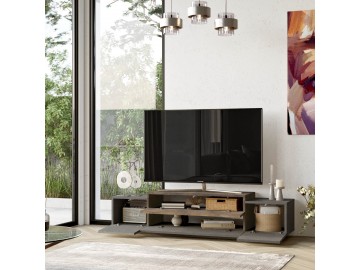 HELME TV stolek, barva beton  + bronz patara