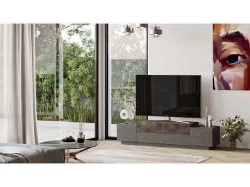 HELME TV stolek, barva beton  + bronz patara