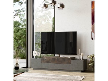 HELME TV stolek, barva beton  + bronz patara