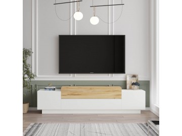 HELME TV stolek, barva bílá + dub left