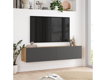HARID závěsný TV stolek, barva borovice + antracit