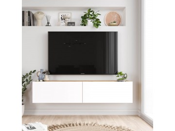 HARID závěsný TV stolek, barva borovice + bílá