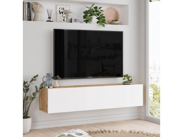 HARID závěsný TV stolek, barva borovice + bílá
