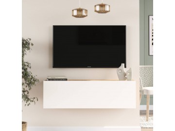 INDRE závěsný TV stolek, barva borovice + bílá