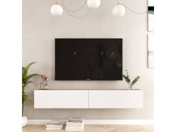 NATSI závěsný TV stolek, barva borovice + bílá