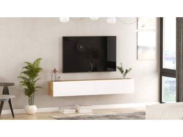 NATSI závěsný TV stolek, barva borovice + bílá