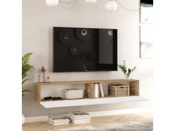 NATSI závěsný TV stolek, barva borovice + bílá