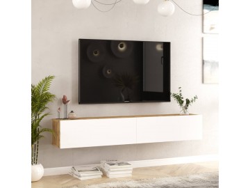 NATSI závěsný TV stolek, barva borovice + bílá