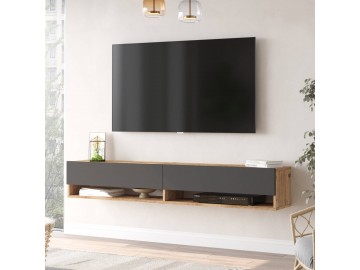 NARTU závěsný TV stolek, barva borovice + antracit