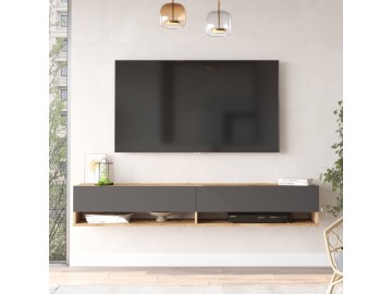 NARTU závěsný TV stolek, barva borovice + antracit