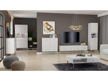 Komoda 1D3S ALMONTE bílá/zlatá