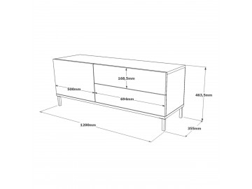 UDRIKU TV skříňka, barva beton + černá
