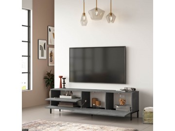 ULEKO TV skříňka, barva beton + černá