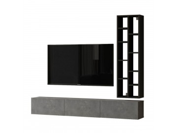 AMARIUS závěsná TV skříňka, barva beton + černá