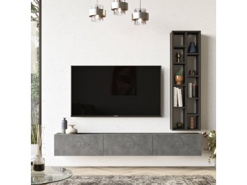 AMARIUS závěsná TV skříňka, barva beton + černá