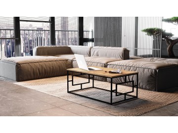 DURANT designový konferenční stolek 12, borovice/černý kov