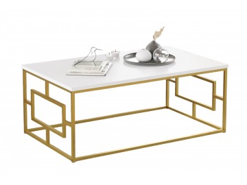 TORMA designový konferenční stolek 12, barva bílý/zlatý