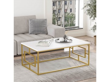 TORMA designový konferenční stolek 12, barva bílý/zlatý