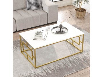 TORMA designový konferenční stolek 12, barva bílý/zlatý