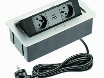 GTV  AE-PBSUC2GU-53N SOFT nábytková zásuvka 2x zásuvka s uzemněním, USB A+