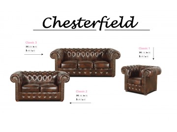 Křeslo Chesterfield Classic 1 kůže hnědá