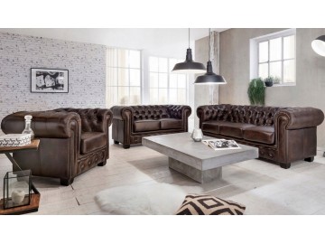 Křeslo Chesterfield Classic 1 kůže hnědá