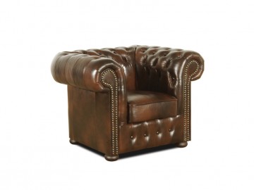 Křeslo Chesterfield Classic 1 kůže hnědá