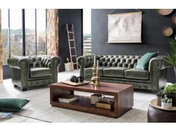 Křeslo Chesterfield Classic 1 kůže zelená
