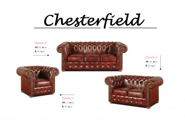 Křeslo Chesterfield Classic 1 kůže bordó
