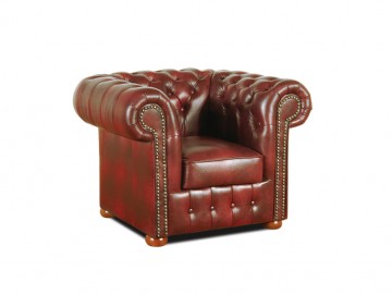 Křeslo Chesterfield Classic 1 kůže bordó