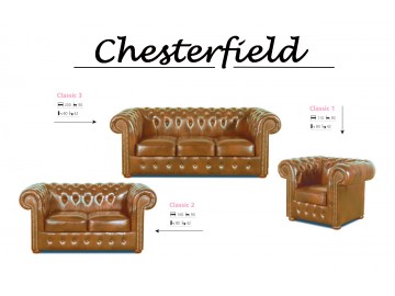 Křeslo Chesterfield Classic 1 kůže koňak