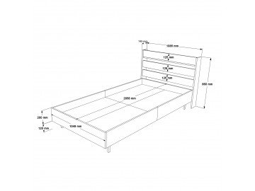 KANASIN jednolůžková postel 100x200, sepet